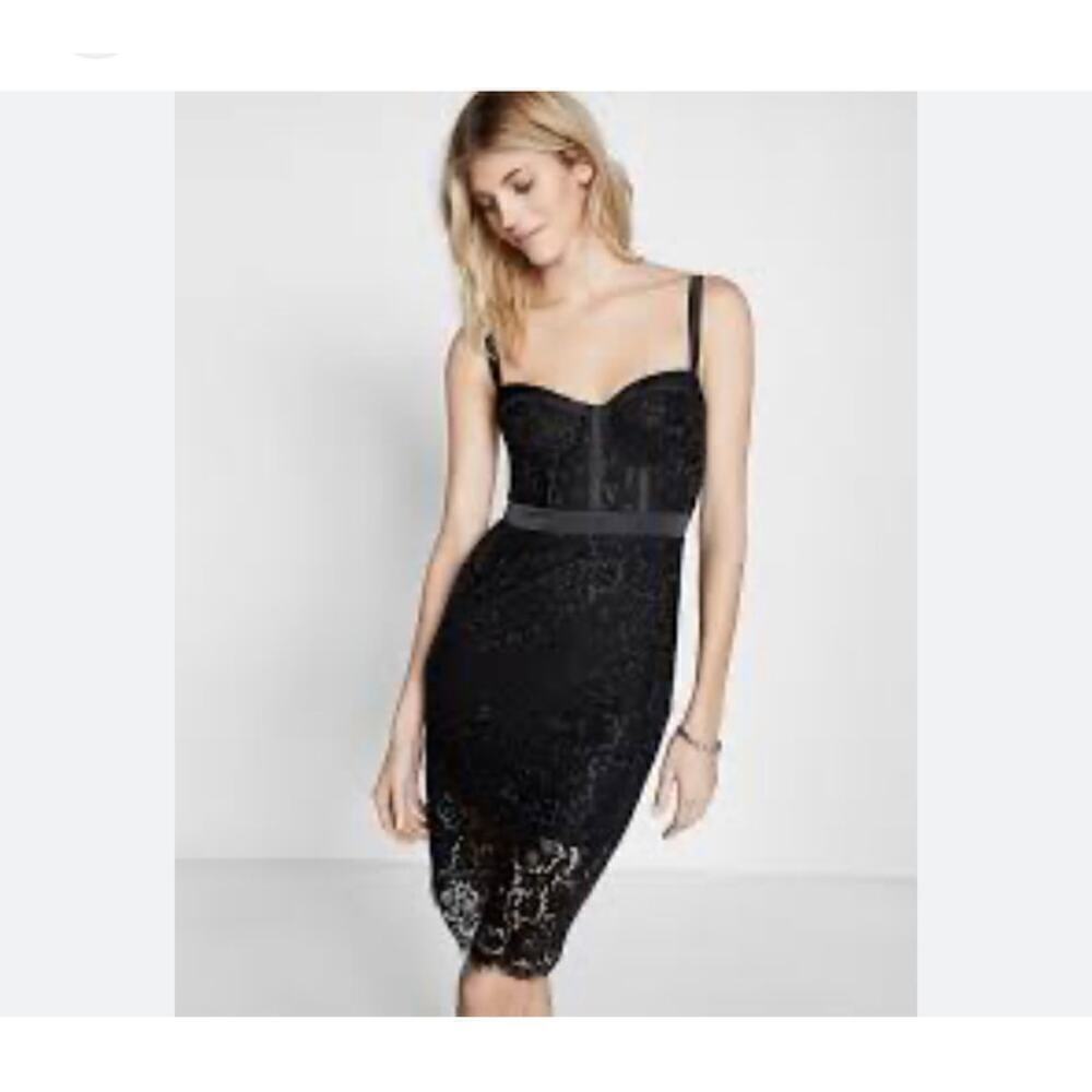Express Corded Lace Bustier Sheath Dress Black Size 00